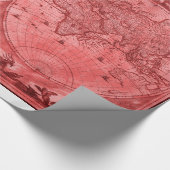 レッドバージョンアンティークワールドマップJ Blaeu 1664 ラッピングペーパー (角)