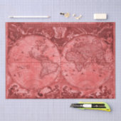 レッドバージョンアンティークワールドマップJ Blaeu 1664 薄葉紙 (クラフト)