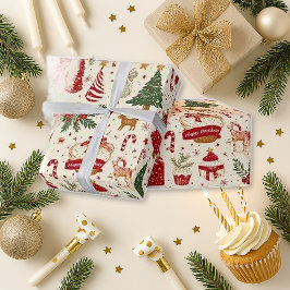 レッドバースデークリスマス ラッピングペーパー