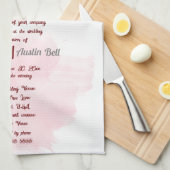 レッドバードアンドピンクさくらんぼ花ズ招待状 キッチンタオル (四つ折り)