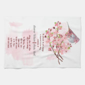 レッドバードアンドピンクさくらんぼ花ズ招待状 キッチンタオル (横)