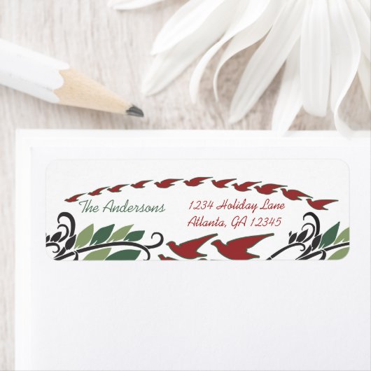 レッドバードアーチリーフスワールアールヌーボーアドレス ラベル (インサイチュ)