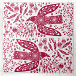 レッドバードアート タイル<br><div class="desc">平和赤と白を願う。オリジナルアートby Nic Squirrell.</div>