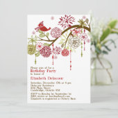 レッドバードウィンお洒落ター誕生日招待状 招待状 (スタンド正面)