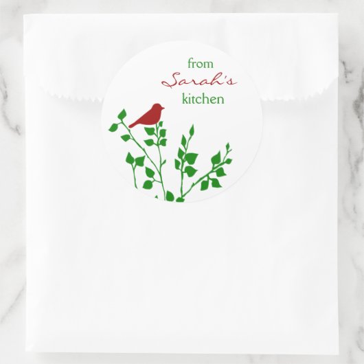 レッドバードクリスマスカスタムベーキングシール ラウンドシール (バッグ)