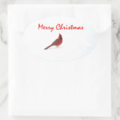 レッドバードクリスマスステッカー 楕円形シール (バッグ)