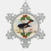 レッドバードスノーフレークペーターのクリスマスオーナメント スノーフレークピューターオーナメント (正面)