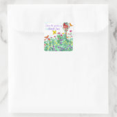 レッドバードハウスバタフライフラワーガーデンウォーターカラー スクエアシール (バッグ)