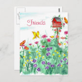 レッドバードハウスバタフライフラワーガーデンフレンズ ポストカード (正面/裏面)