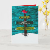 レッドバード付きパレットクリスマスツリー カード (黄色い花)