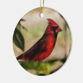 レッドバード男性(鳥)ショウジョウコウカンチョウ撮影 セラミックオーナメント (左)