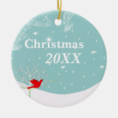 レッドバード1stクリスマスカップルフォトオーナメント セラミックオーナメント (正面)