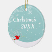 レッドバード1stクリスマスカップルフォトオーナメント セラミックオーナメント (左)