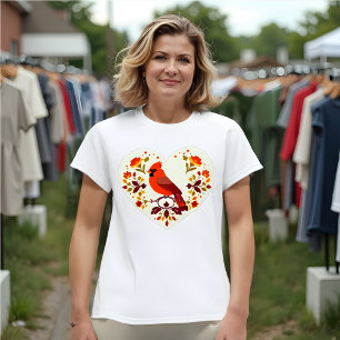 レッドバード((鳥)ショウジョウコウカンチョウ)恋人 – ボホフォークアート Tシャツ