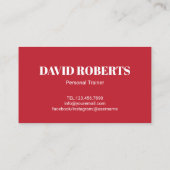 レッドバーベルパーソナルトレーナーブラックフィットネス 名刺 (裏面)