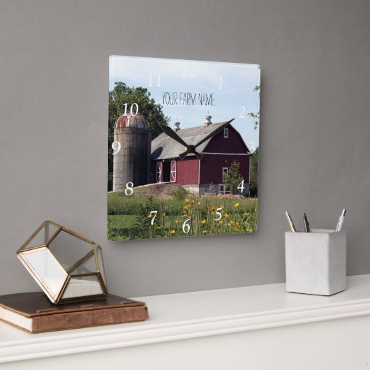 レッドバーンとサイロ スクエア壁時計 (オフィス)