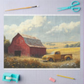 レッドバーンアンティークイエロートラックデクページ 薄葉紙 (クラフト)