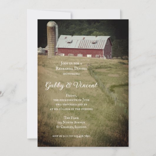 レッドバーンアンドサイロカントリーファームリハーサルディナー 招待状 (正面)