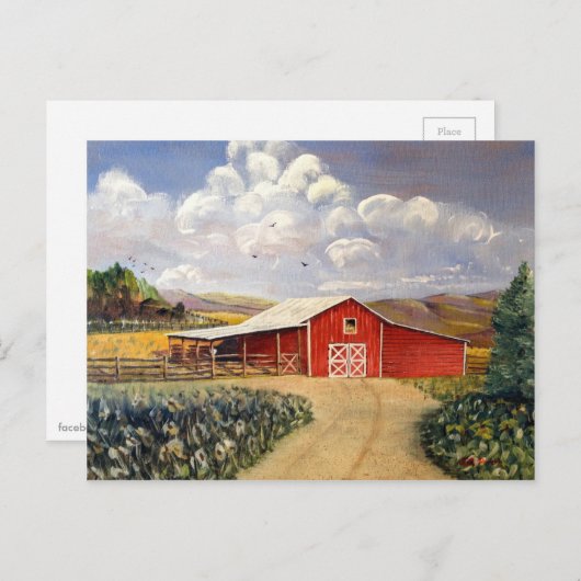 レッドバーンウェストバージニアファームファインアート絵画ズ ポストカード (正面/裏面)