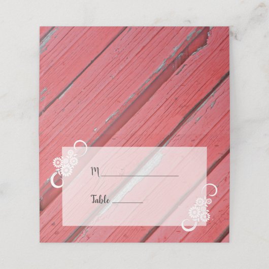 レッドバーンウッドアンドフラワーズカントリーウェディング プレイスカード (外部開封)