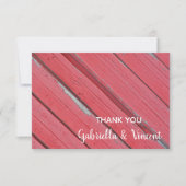 レッドバーンウッドカントリーウェディングサンキューノート ノートカード (正面)