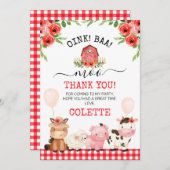 レッドバーンオインクバアファモーーム誕生日サンキューカード 招待状 (正面/裏面)