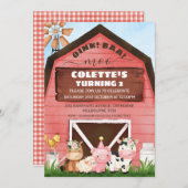 レッドバーンオインクバアモーファームアニマルズ誕生日 招待状 (正面/裏面)