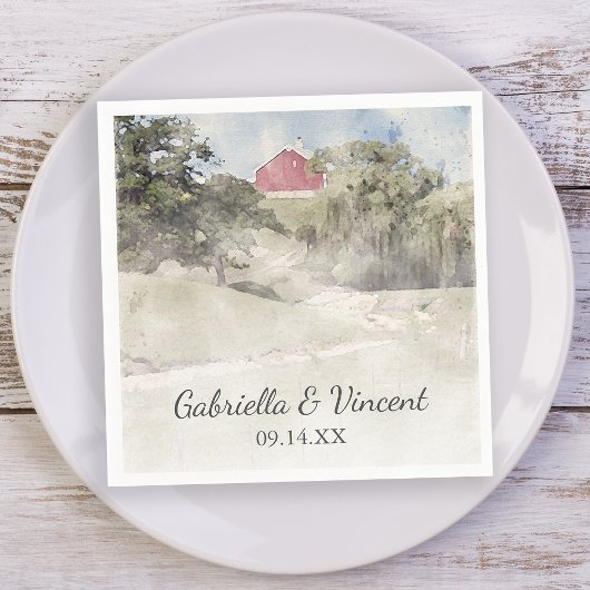 レッドバーンオンヒルサイドカントリーファームズ結婚ズ スタンダードカクテルナプキン