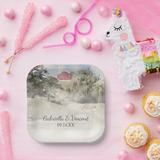 レッドバーンオンヒルサイドカントリーファームズ結婚ズ ペーパープレート (パーティー)