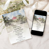 レッドバーンオンヒルサイドファーム結婚ズウォーターカラー 招待状