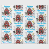 レッドバーンキュートファームアニマルズ誕生日ギフト ラッピングペーパー (フラット)