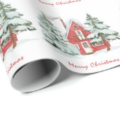 レッドバーングリーンウィンターフォレストパインクリスマスツリー ラッピングペーパー (ロールコーナー)