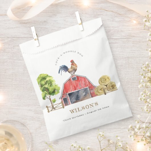 レッドバーンチキンファームウォーター子供の誕生日 フェイバーバッグ (クリップ留めされた状態)