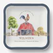 レッドバーンチキンファームウォーター子供の誕生日 ペーパープレート (正面)