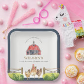 レッドバーンチキンファームウォーター子供の誕生日 ペーパープレート (パーティー)