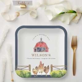 レッドバーンチキンファームウォーター子供の誕生日 ペーパープレート