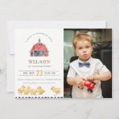 レッドバーンチクスウォーターカラーフォト誕生日招待状 サンキューカード (正面)