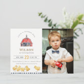 レッドバーンチクスウォーターカラーフォト誕生日招待状 サンキューカード (スタンド正面)