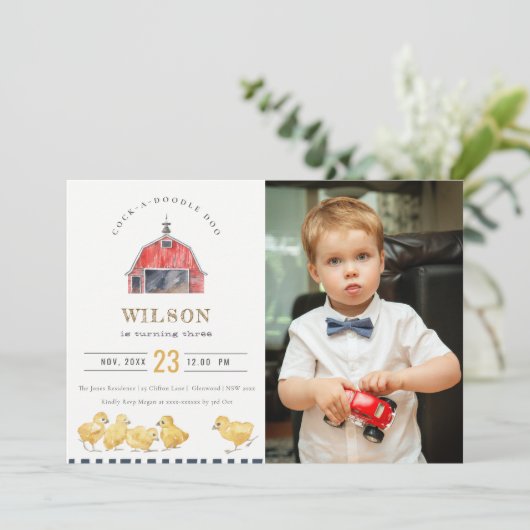 レッドバーンチクスウォーターカラーフォト誕生日招待状 サンキューカード (スタンド正面)