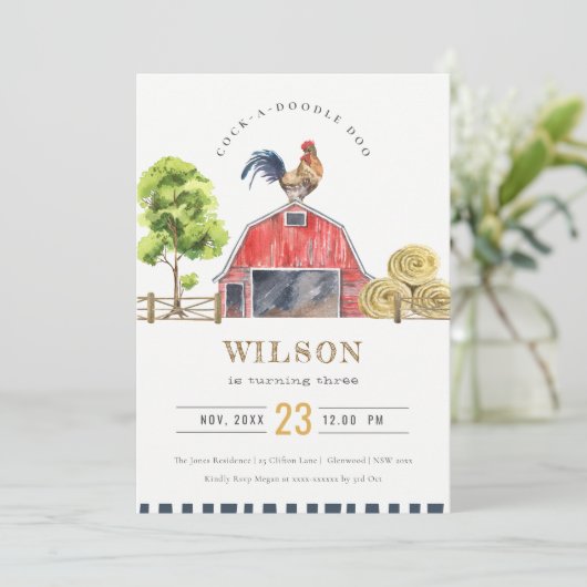 レッドバーンチクスファームウォーター誕生日招待状 サンキューカード (スタンド正面)