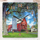 レッドバーンデコパーソナライズされたールウォールクロック スクエア壁時計