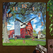 レッドバーンデコパーソナライズされたールウォールクロック スクエア壁時計