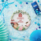 レッドバーントラクターファームバースデーパーティー紙プレート ペーパープレート (パーティー)