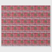 レッドバーンドアクリスマスパインリース ラッピングペーパー (フラット)