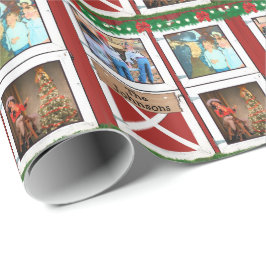 レッドバーンドア3フォトカスタムカントリーホリデイ ラッピングペーパー