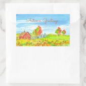 レッドバーンパンプキンパッチ秋の挨拶 長方形シール (バッグ)