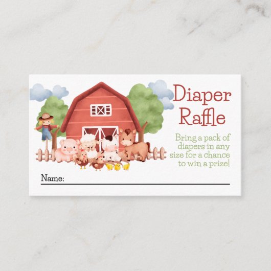 レッドバーンファームおむつラッフル エンクロージャーカード (正面)