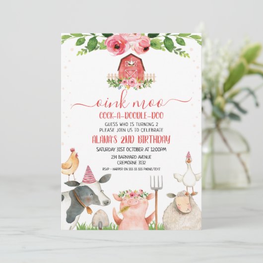 レッドバーンファームアニマルズリーフ誕生日 招待状 (スタンド正面)