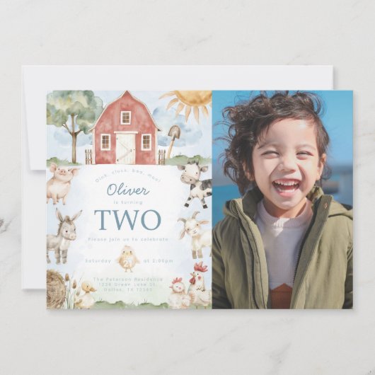 レッドバーンファームアニマルバースデーパーティーの招待 招待状 (正面)