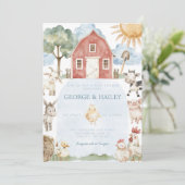 レッドバーンファームアニマルベビーシャワー招待状 招待状 (スタンド正面)